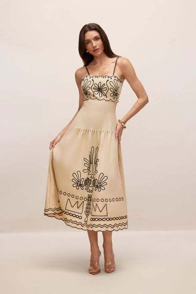 Caroline Embroidered Silk Long Dress