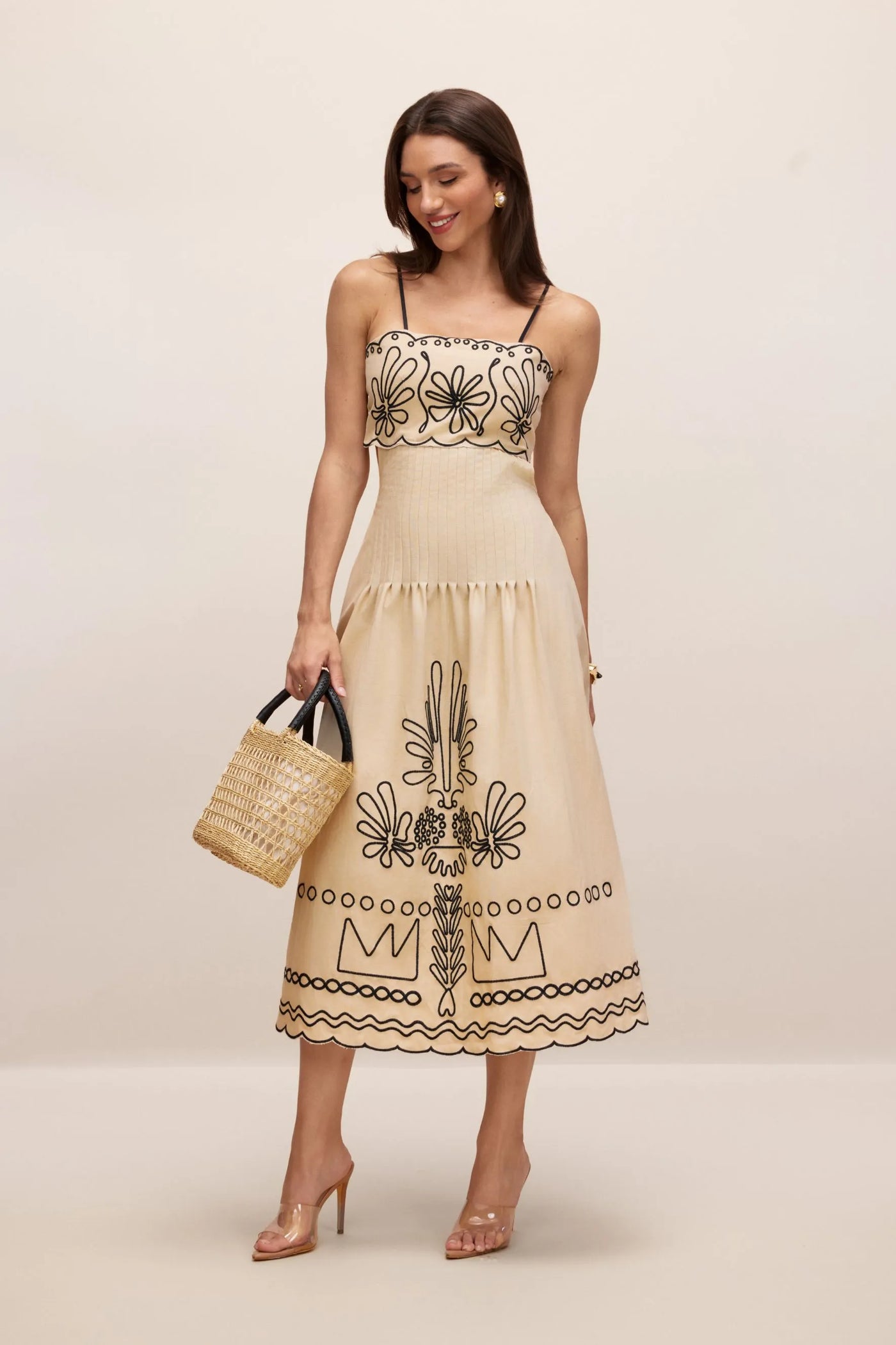 Caroline Embroidered Silk Long Dress