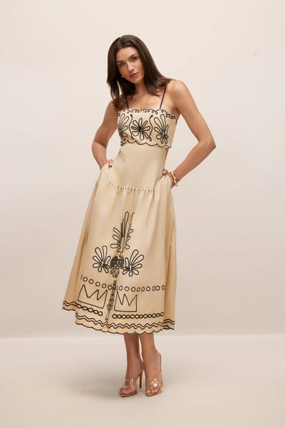 Caroline Embroidered Silk Long Dress