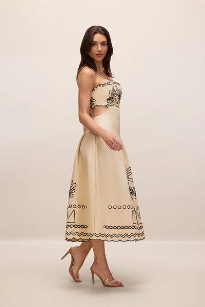 Caroline Embroidered Silk Long Dress