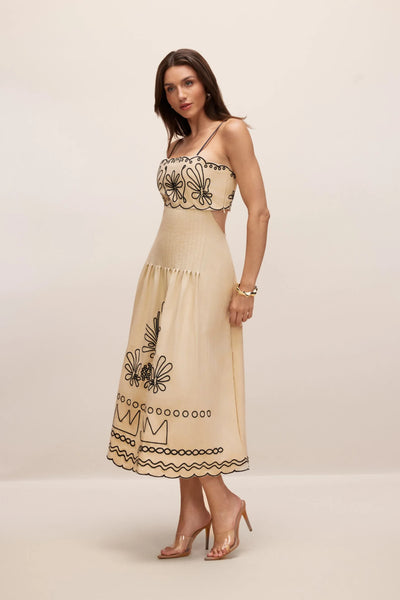 Caroline Embroidered Silk Long Dress