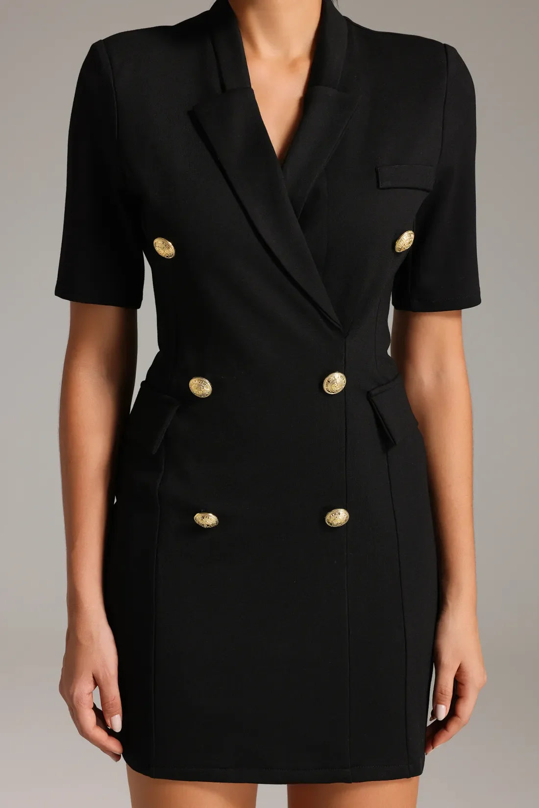 Notched Collar Mini Dress