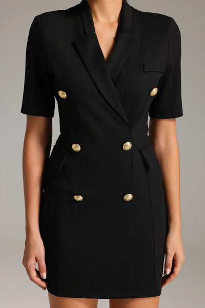 Notched Collar Mini Dress