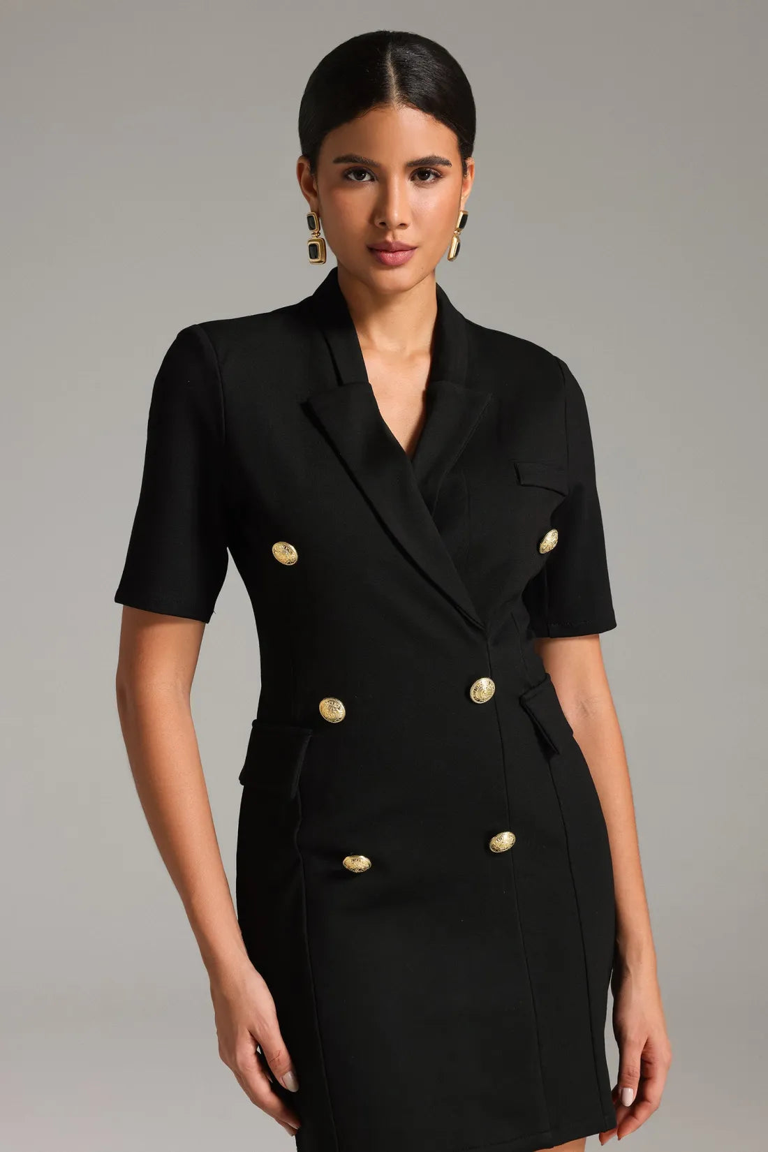 Notched Collar Mini Dress