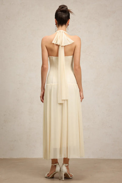 Janiyah Sleeveless Curved Diamond Long Dress