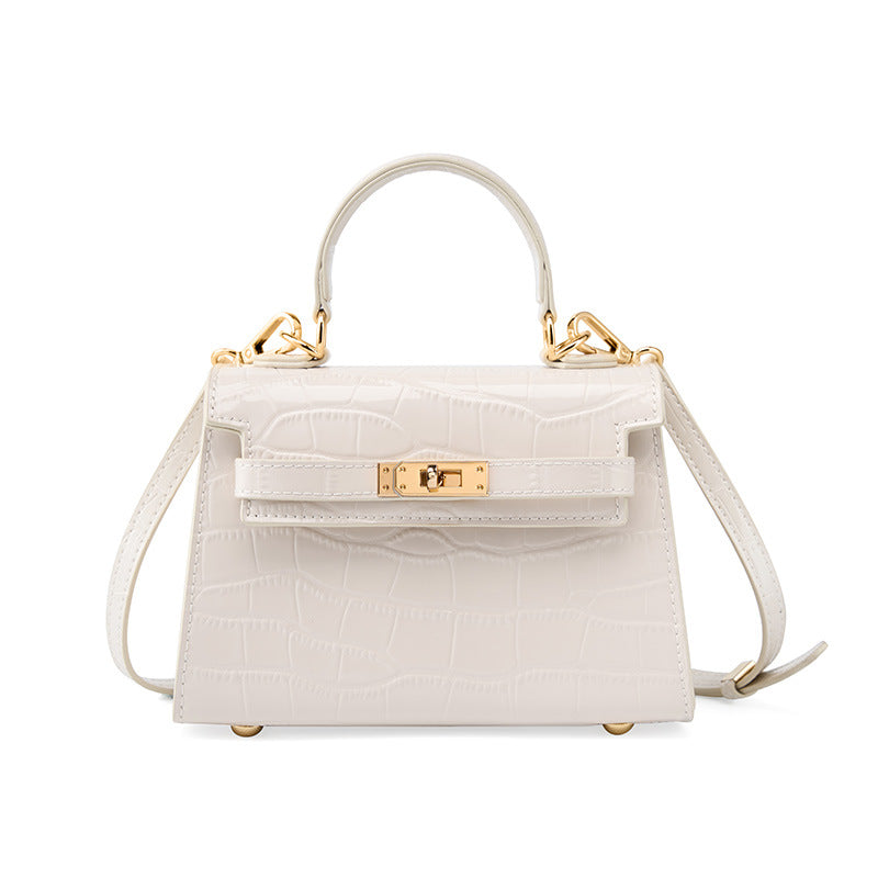 Kelly Mini Bag Croco Pattern Genuine Leather Hand & Shoulder Bag