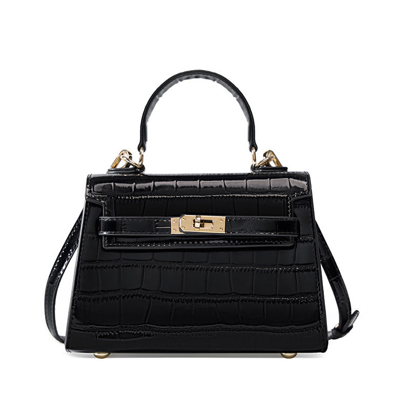 Kelly Mini Bag Croco Pattern Genuine Leather Hand & Shoulder Bag
