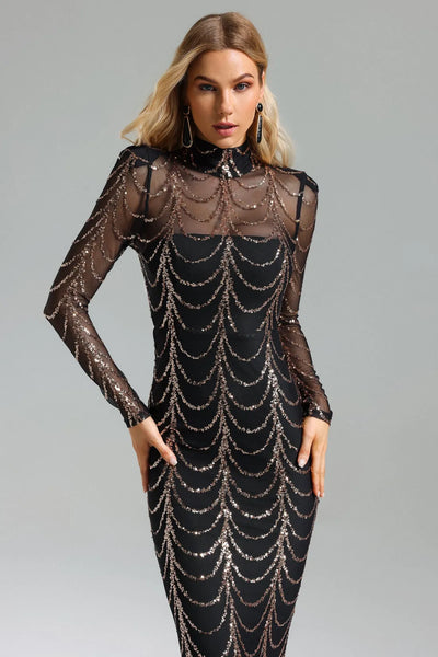 Pleated Slit Long Dress