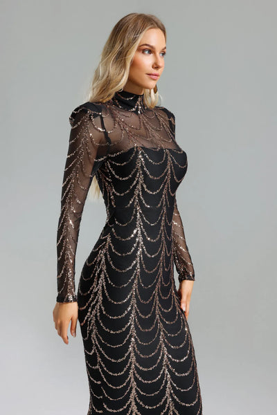 Pleated Slit Long Dress
