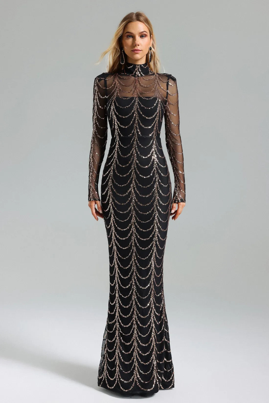 Pleated Slit Long Dress