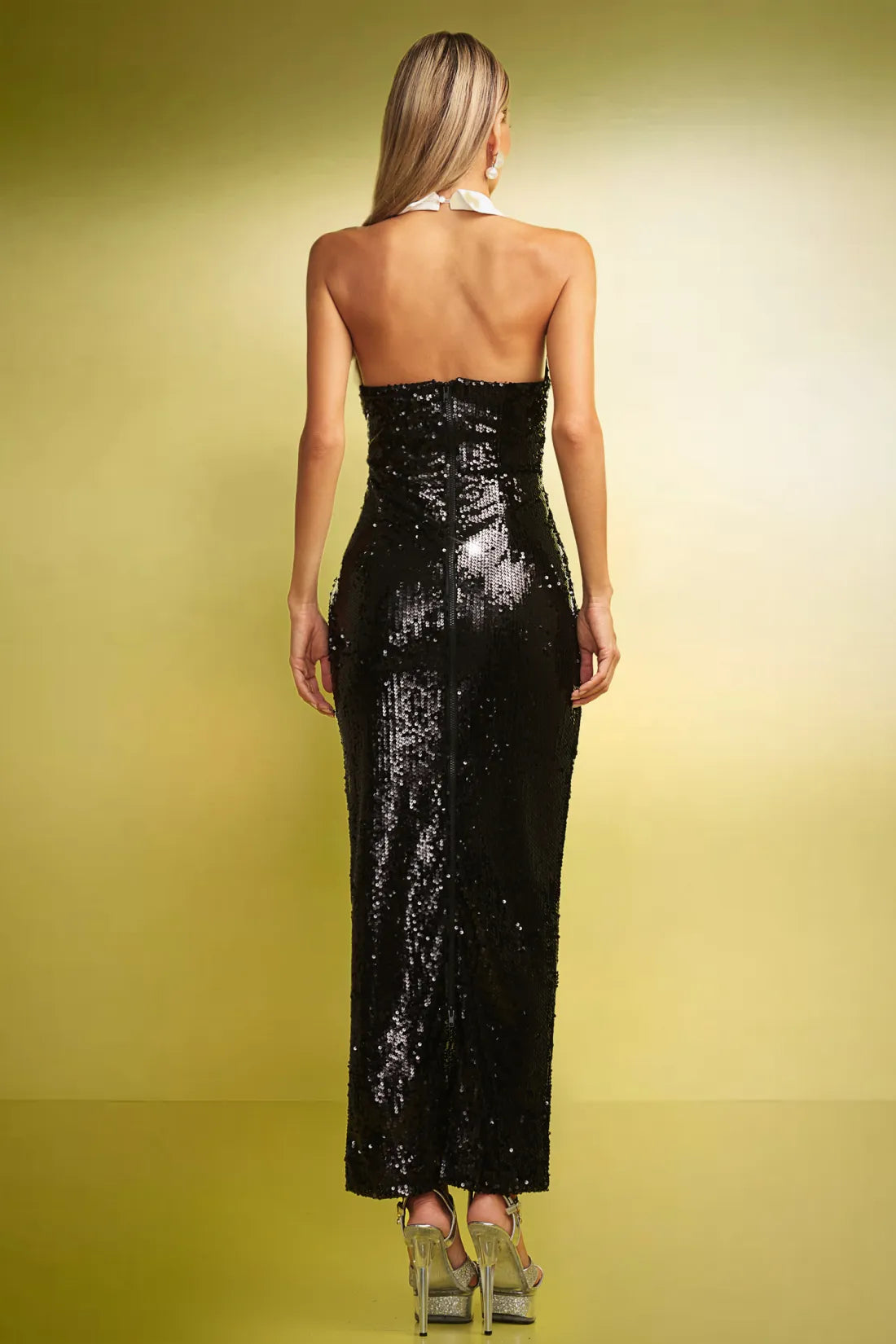 Sequin Slim Backless Long Dress