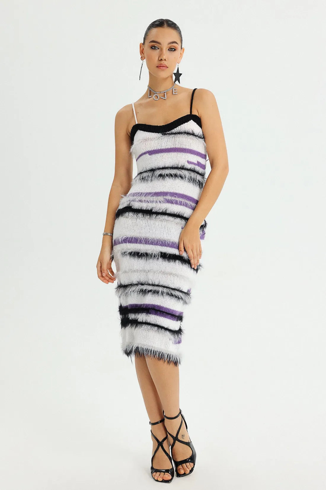 Yuico Halter Striped Midi Dress