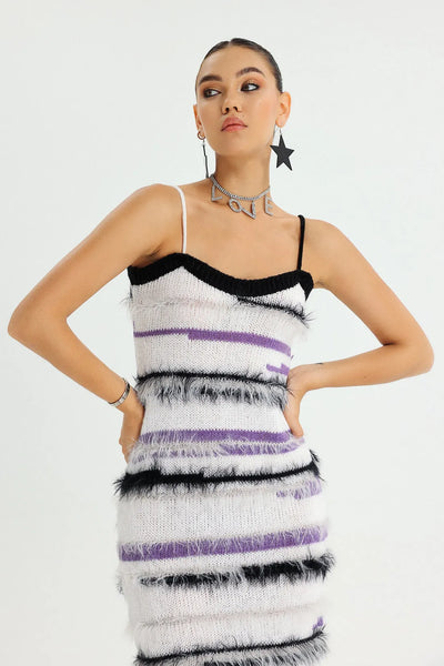Yuico Halter Striped Midi Dress