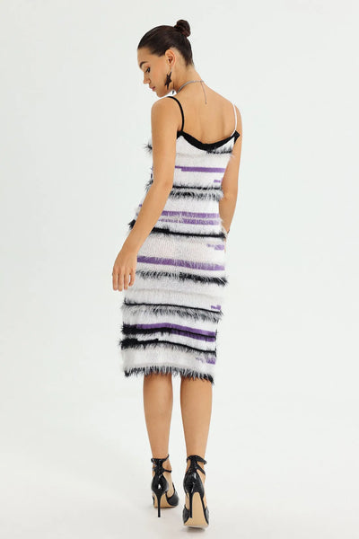 Yuico Halter Striped Midi Dress