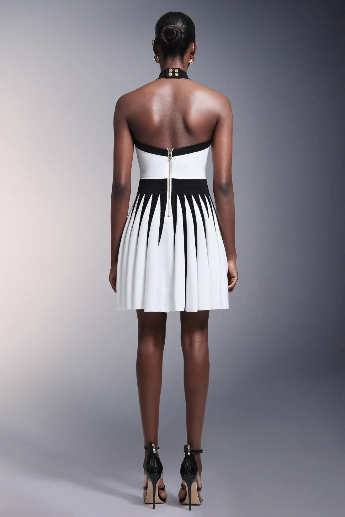 Iana Flower Halter Striped Mini Dress