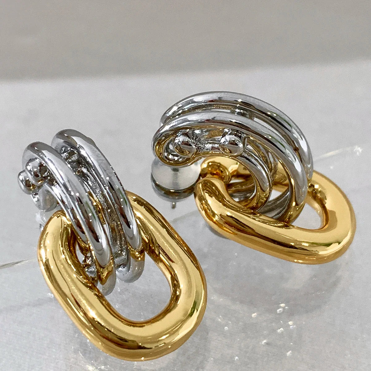 Two-Tone Metal Earrings