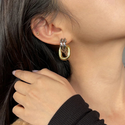 Two-Tone Metal Earrings