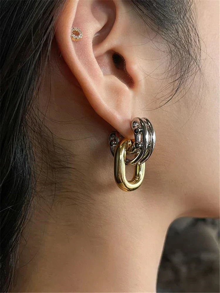 Two-Tone Metal Earrings