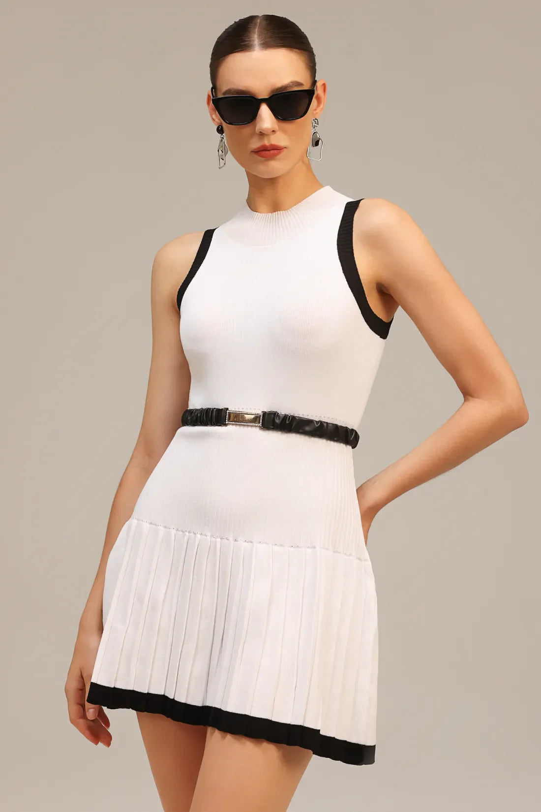 Sleeveless Curved Mini Dress