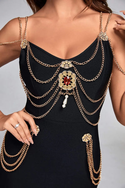 Metal Embellished Mini Dress