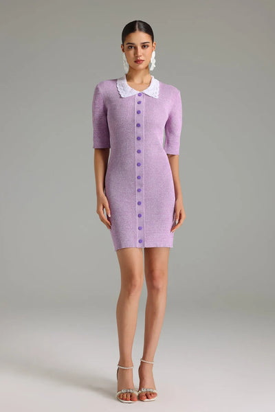 Perrine Front Button Knit Mini Dress