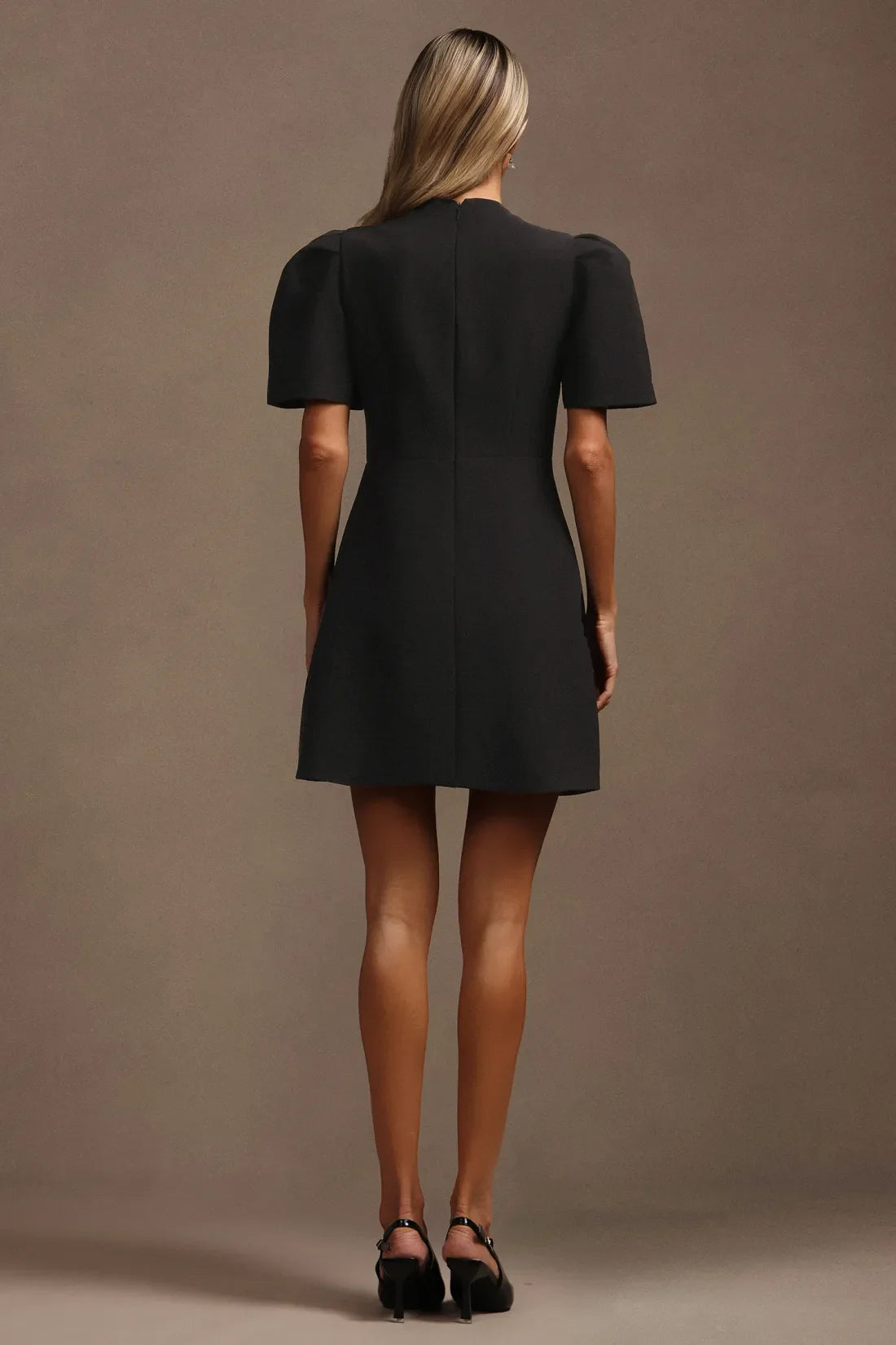 Kavaza V Neck Short Sleeve Hollow Out Bow Mini Dress