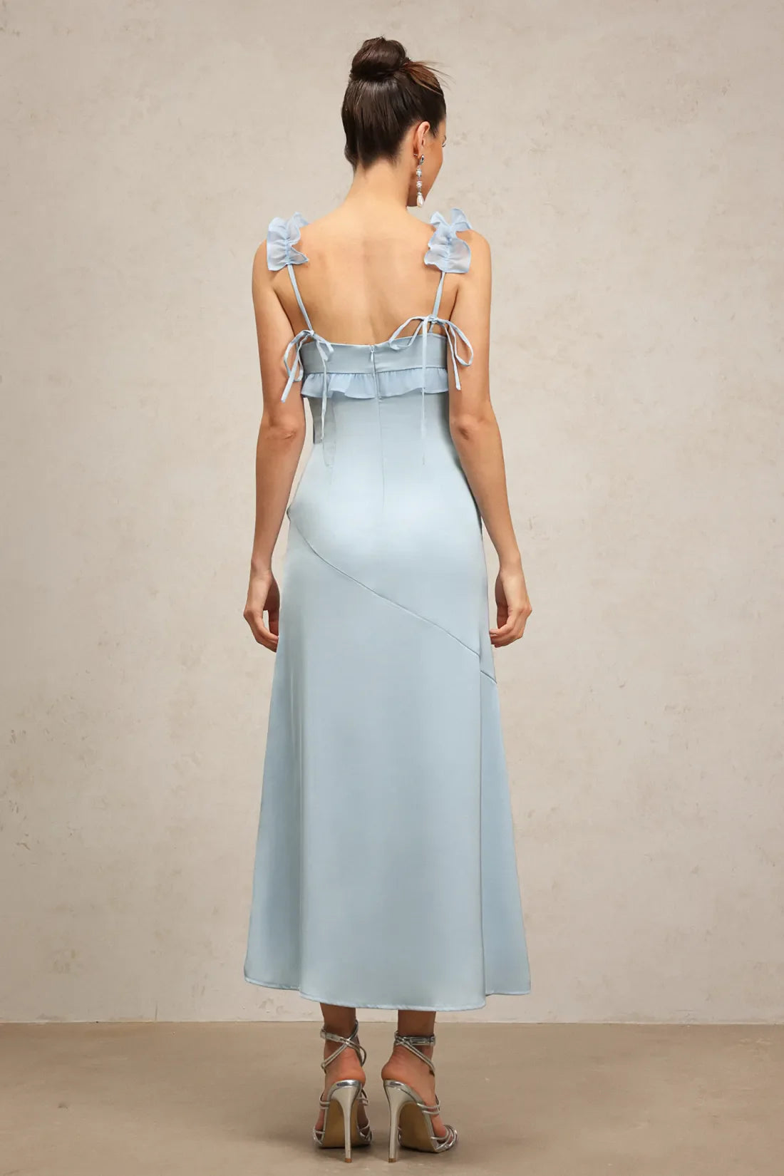 Vikiya Tie-Front Ruffled Loop Long Dress