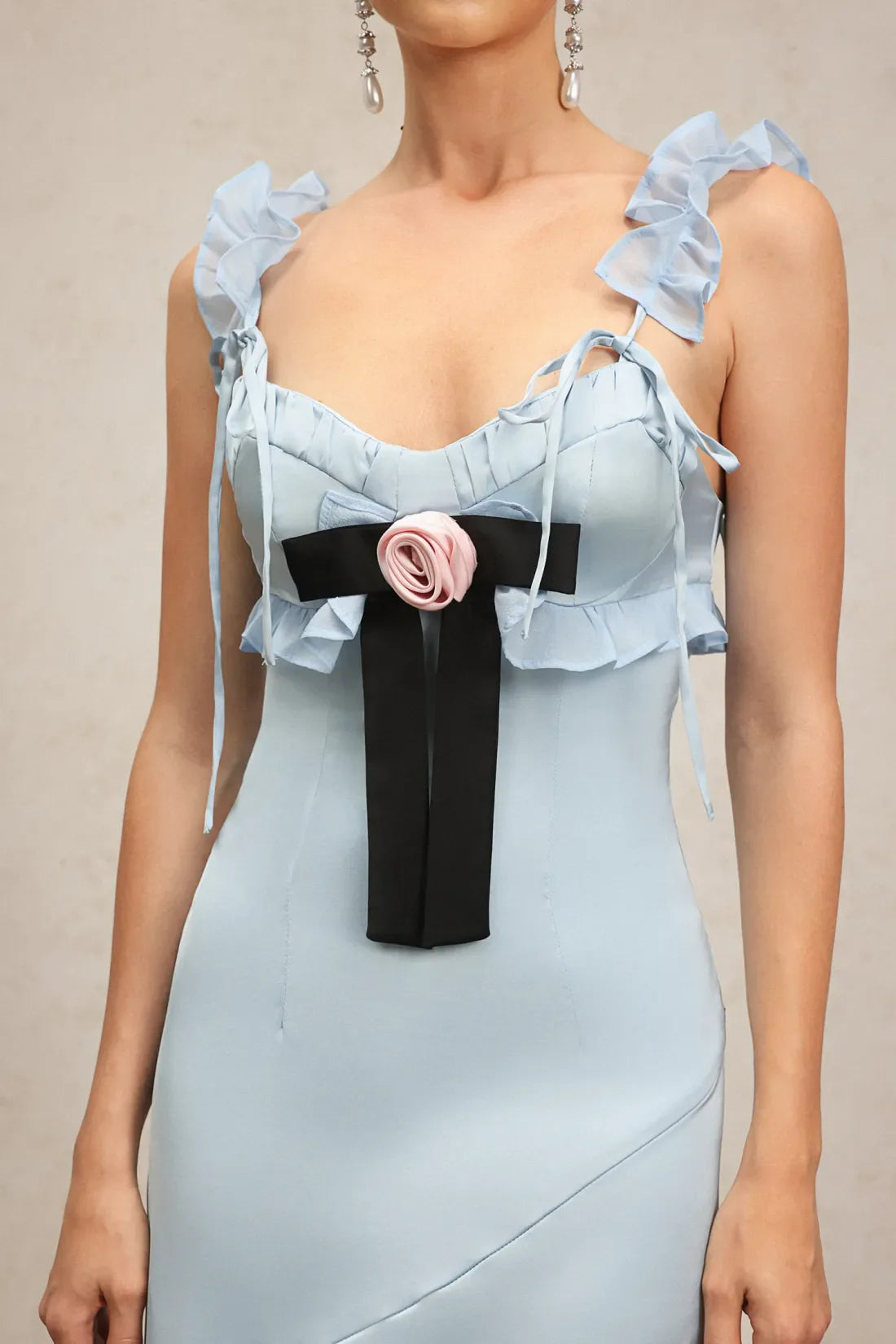 Vikiya Tie-Front Ruffled Loop Long Dress