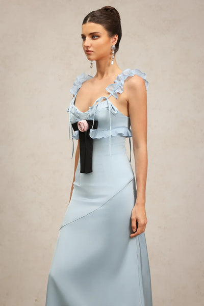 Vikiya Tie-Front Ruffled Loop Long Dress