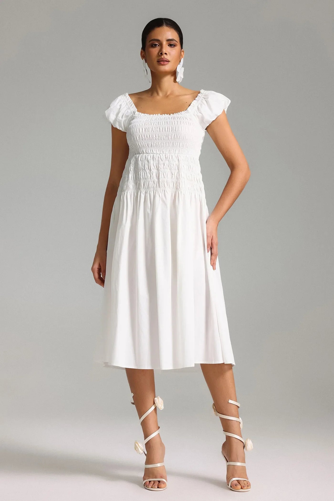 Quinn Puf Sleeve Midi Dress