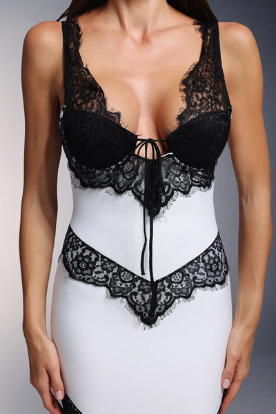 Yaliu Deep V-Neck Lace Strap Long Dress