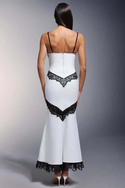 Yaliu Deep V-Neck Lace Strap Long Dress