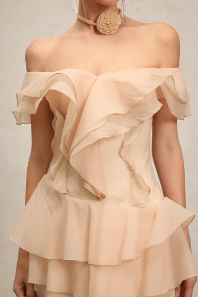 Quanne Off-Shoulder Layered Ruffled Mini Dress