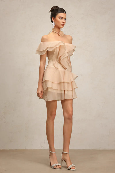 Quanne Off-Shoulder Layered Ruffled Mini Dress