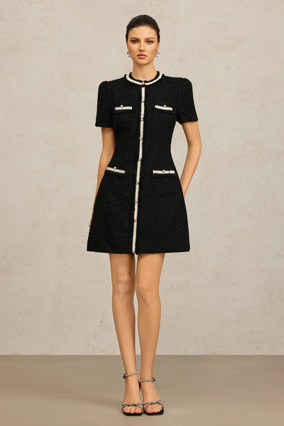 Pillnee Round Neck Short Sleeve Mini Dress