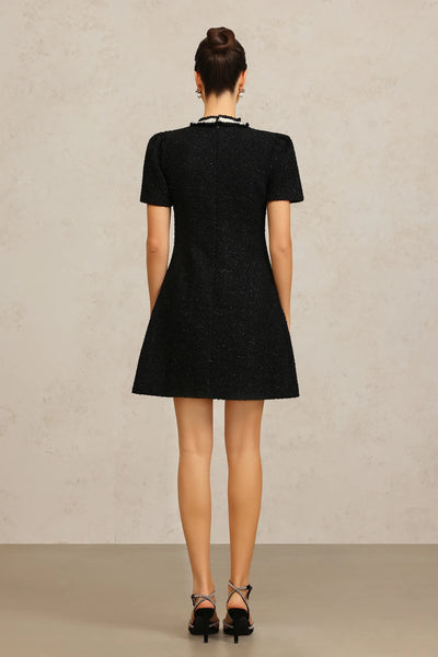 Pillnee Round Neck Short Sleeve Mini Dress