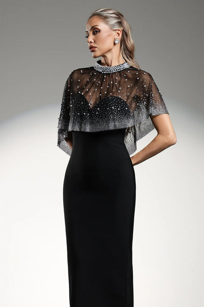 Jacey Elmas Pearl Beaded Long Dress