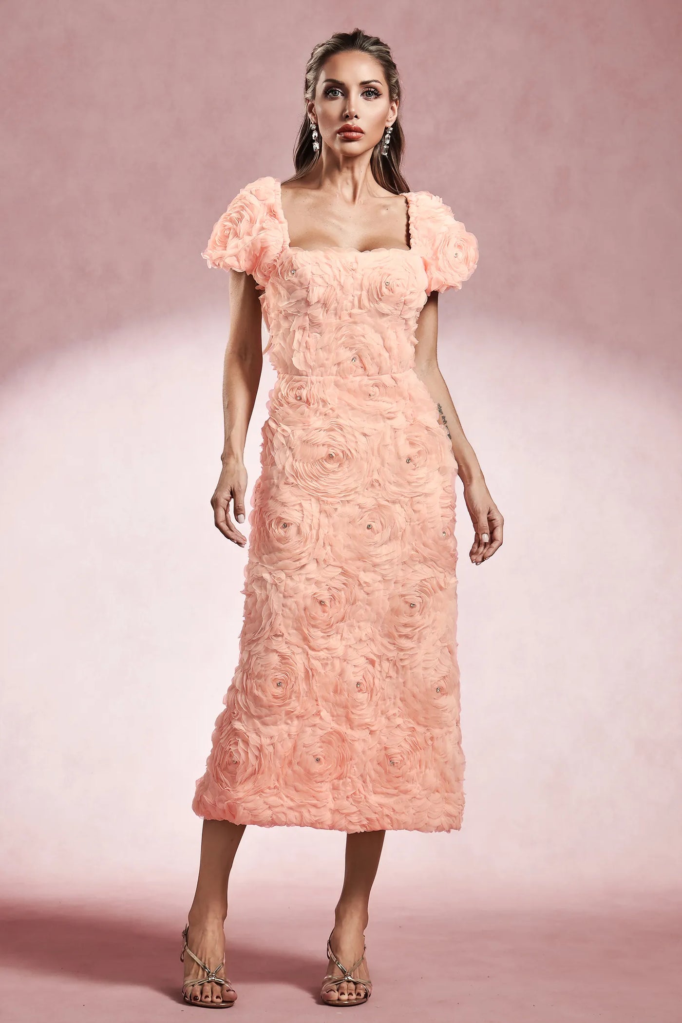 Maci Short Sleeve Floral Long Dress