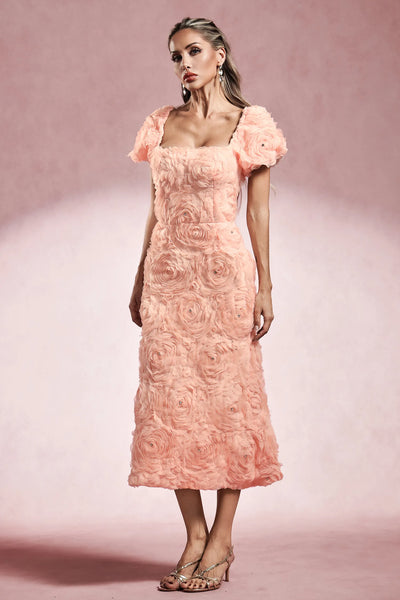 Maci Short Sleeve Floral Long Dress