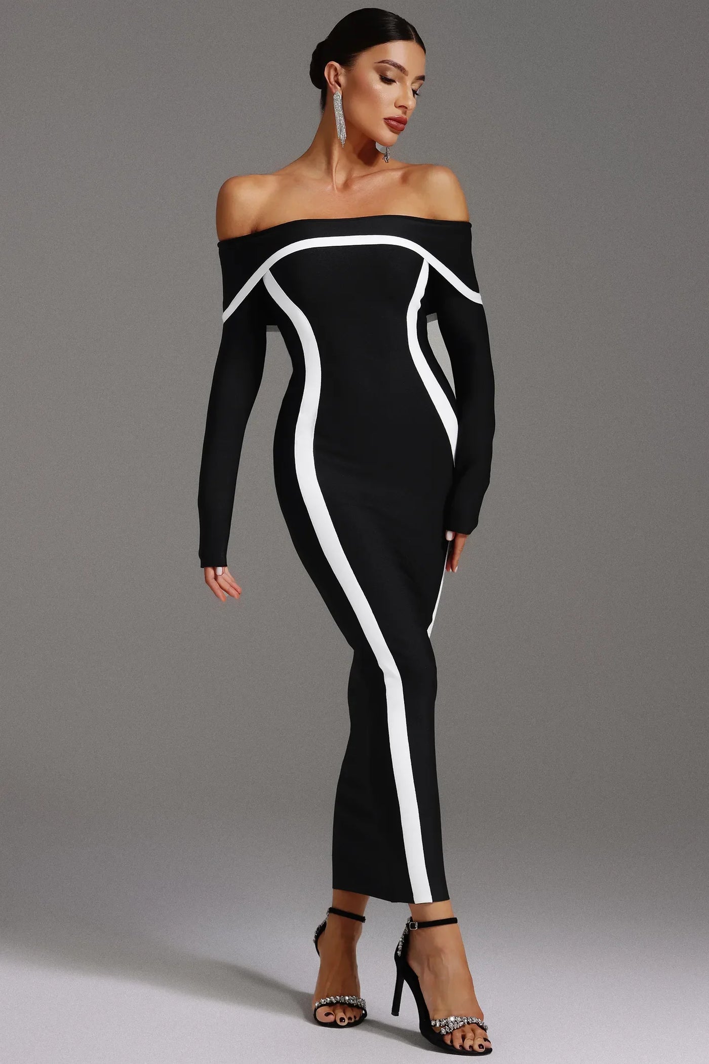 Hilda Off-Shoulder Long Sleeve Maxi Dress