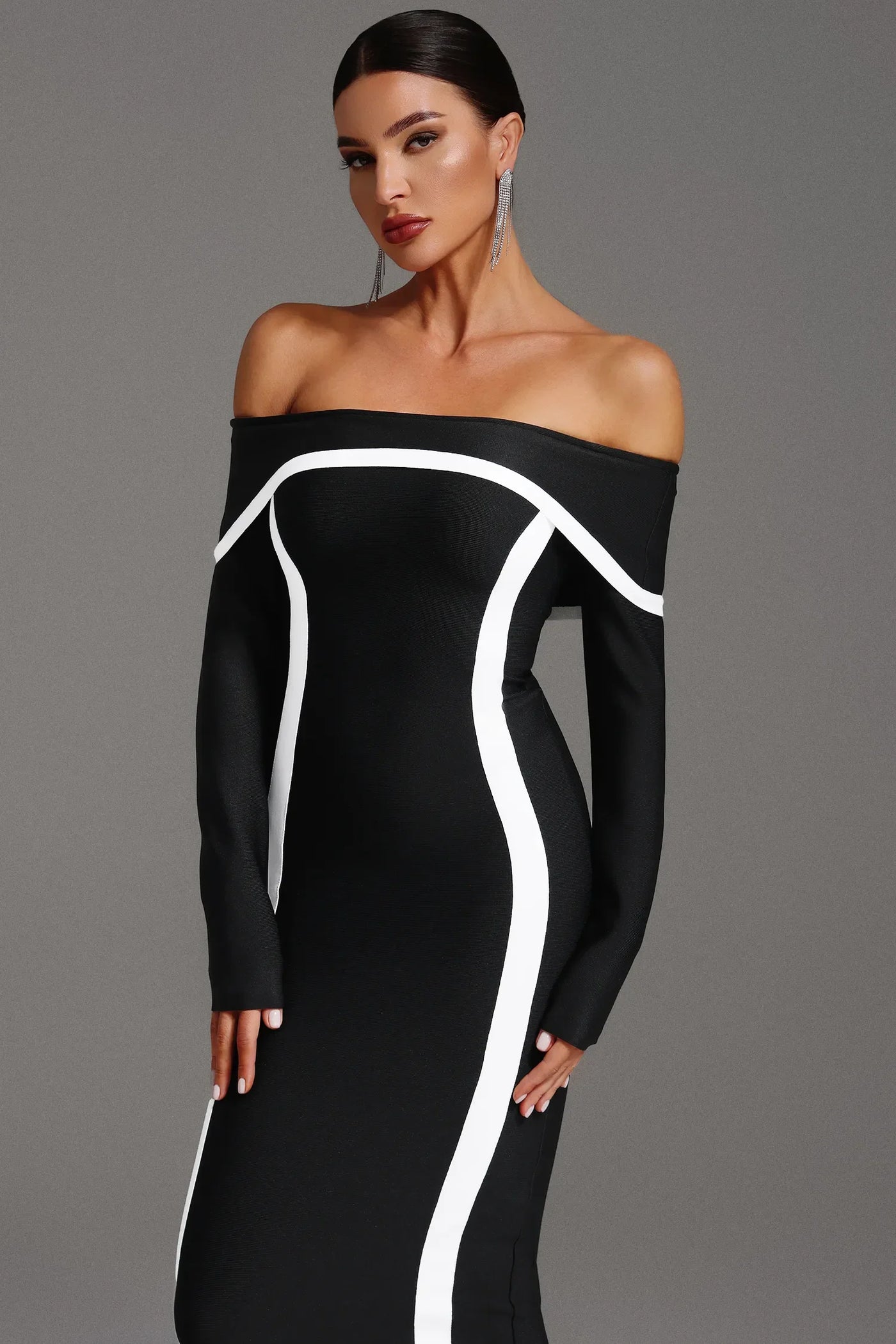 Hilda Off-Shoulder Long Sleeve Maxi Dress