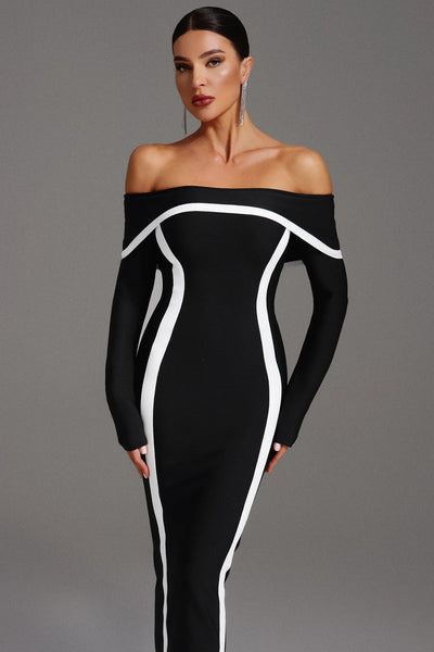 Hilda Off-Shoulder Long Sleeve Maxi Dress