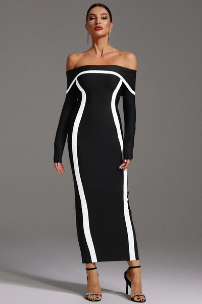 Hilda Off-Shoulder Long Sleeve Maxi Dress