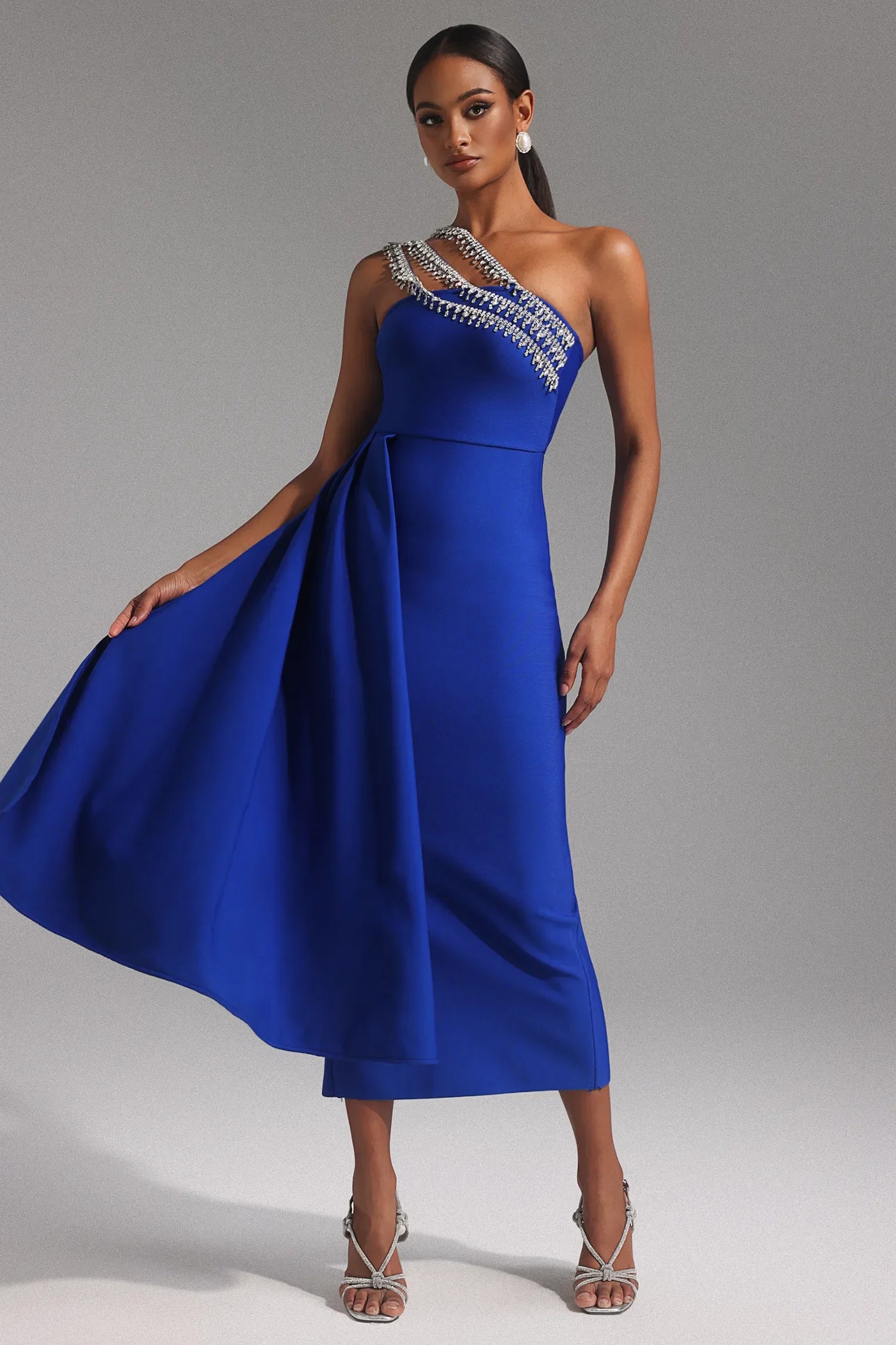 Marcella Gold Bandage Long Dress