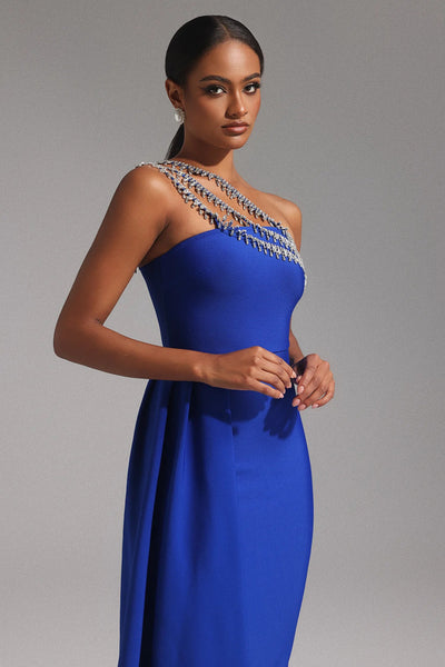 Marcella Gold Bandage Long Dress
