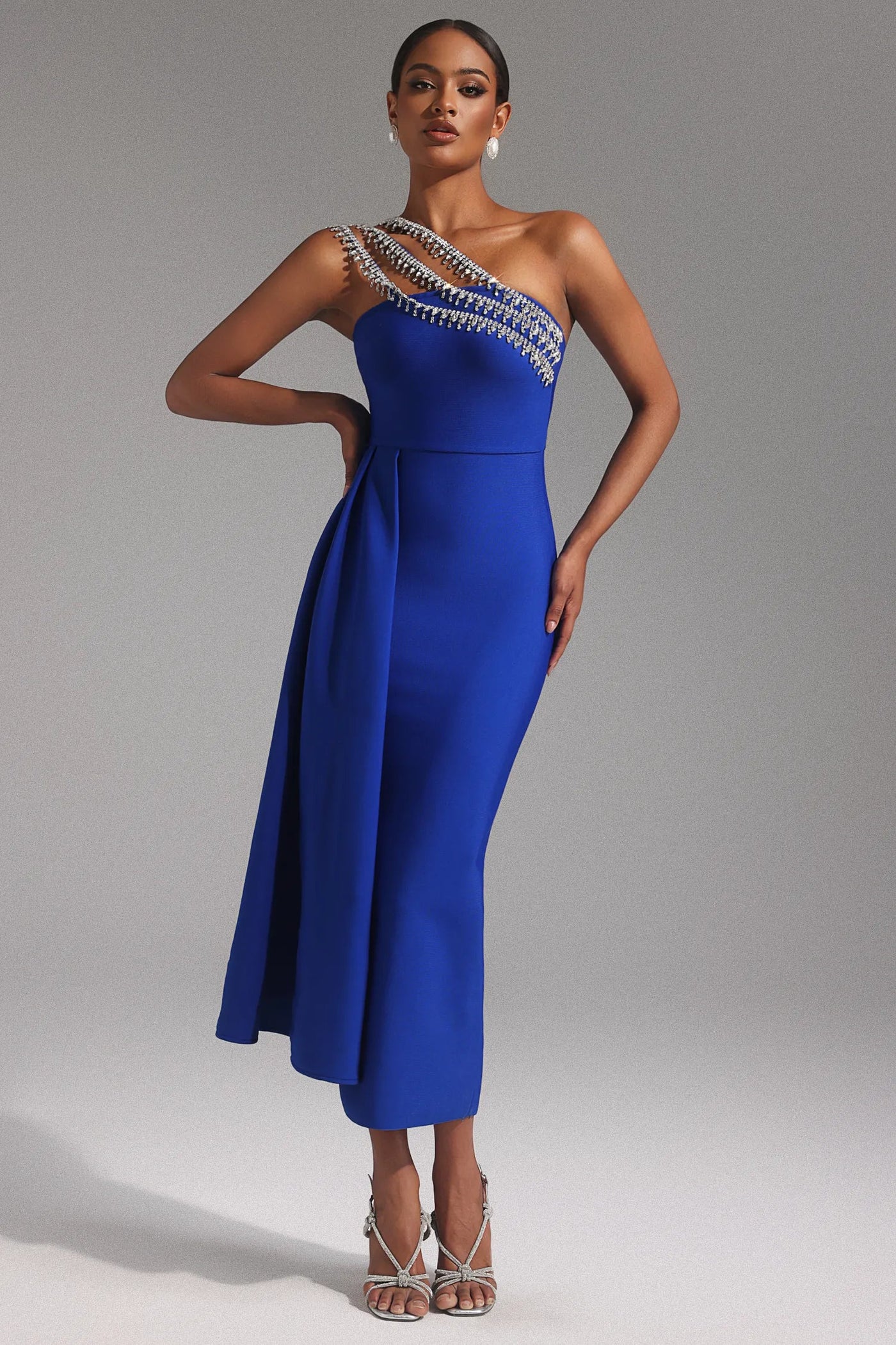 Marcella Gold Bandage Long Dress