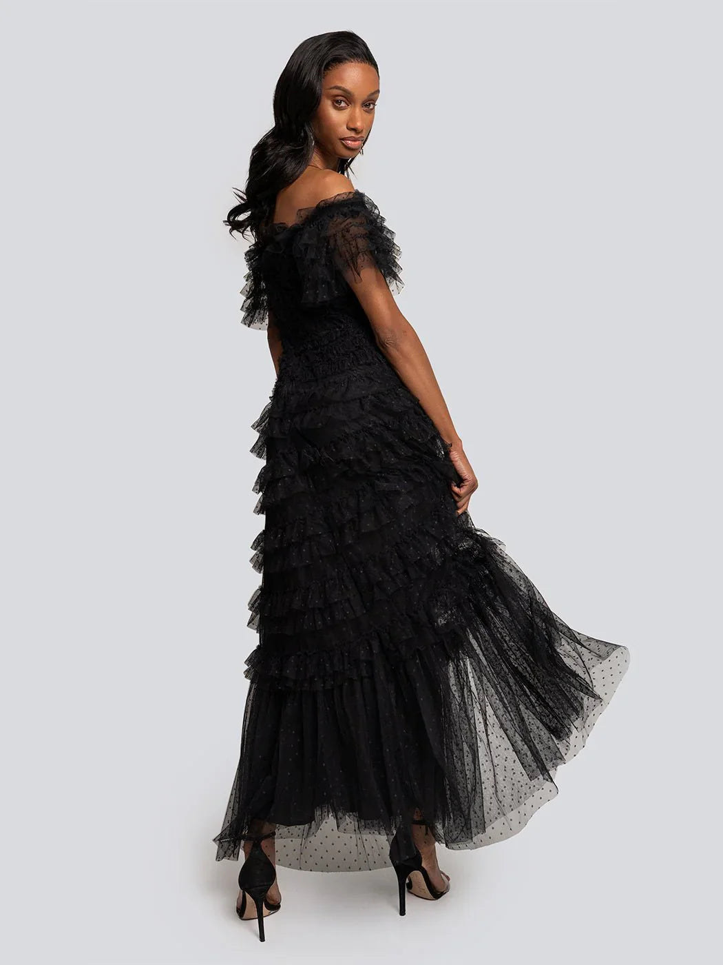 ERIKA Polka Dot Tulle Layered Long Dress