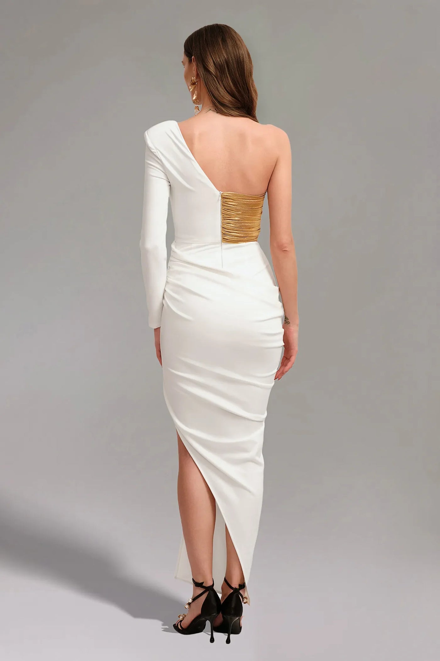 Shannon Patchwork Slit Knit Long Dress