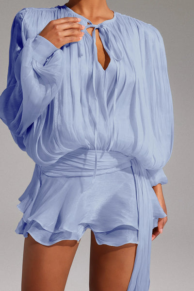 Dekia Long Sleeve Hollow Out Ruffled Mini Dress