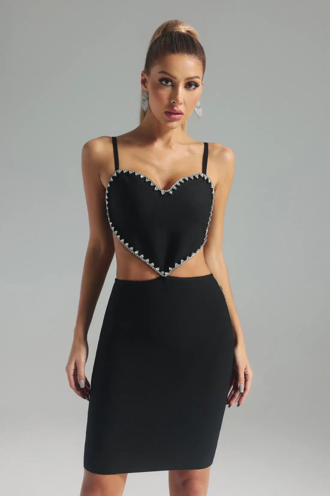 Phoebe Heart Diamond Decorated Midi Bandage Dress